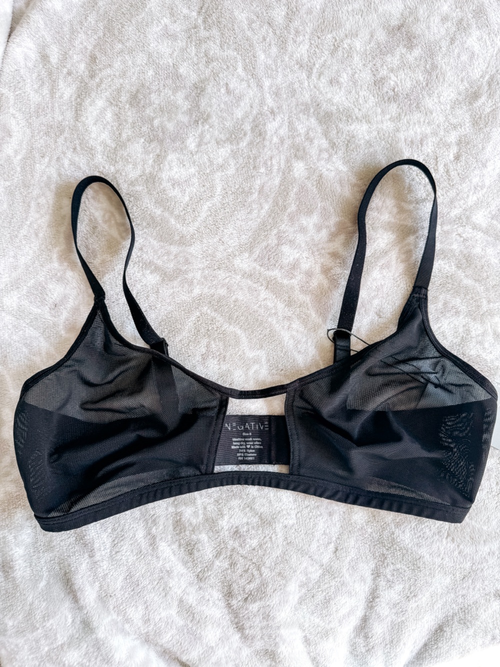 Negative Underwear Sieve Non-Wire Mesh Bra Black NWT Size S